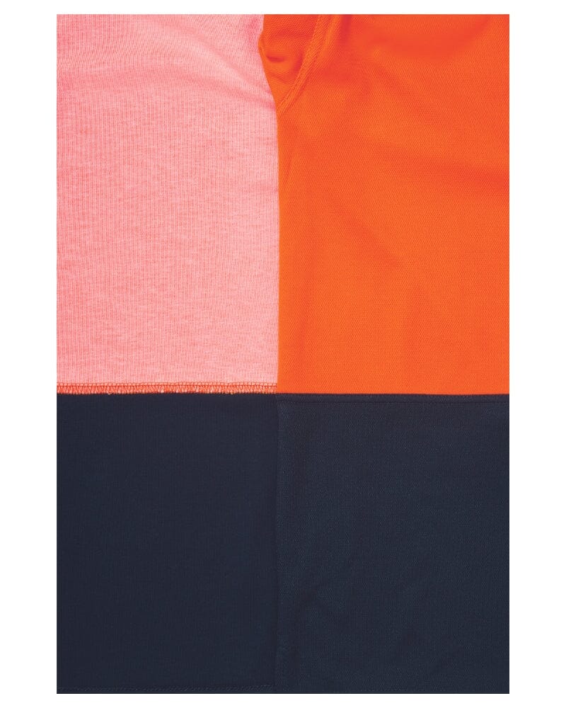 Hi Vis Long Sleeve Polo Shirt - Orange/Navy - Image 3