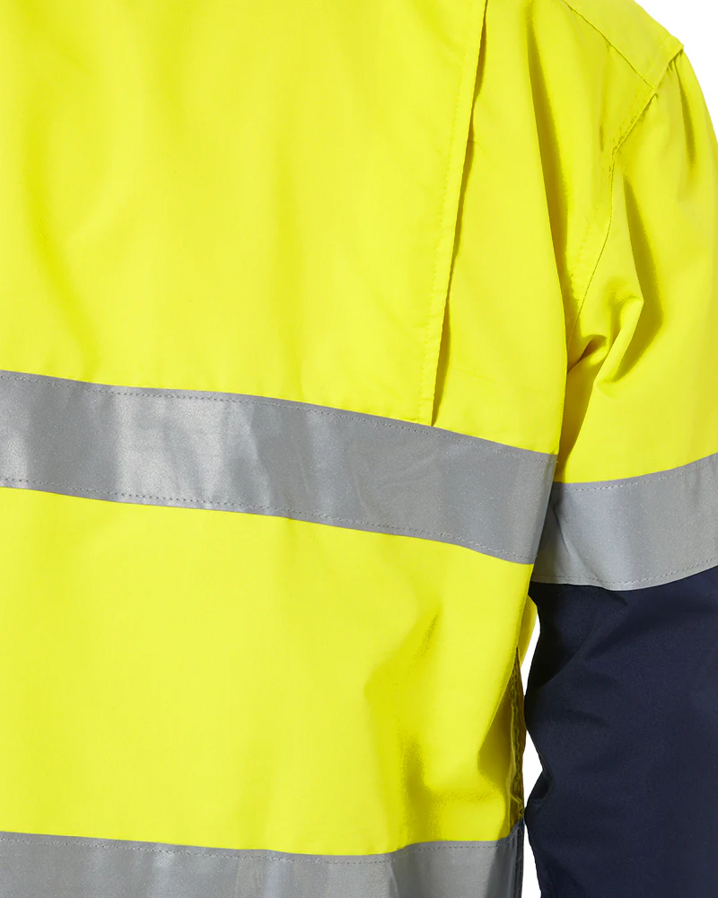 Hi Vis Recycled LS Drill Shirt - Yellow/Navy - Image 6