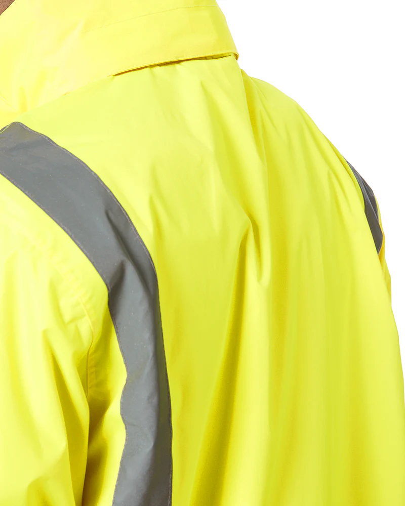 Hi Vis Taped Long Rain Coat - Yellow/Navy - Image 4