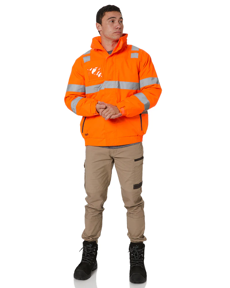 Hi Vis Taped Wet Weather Bomber Jacket - Orange - Image 2
