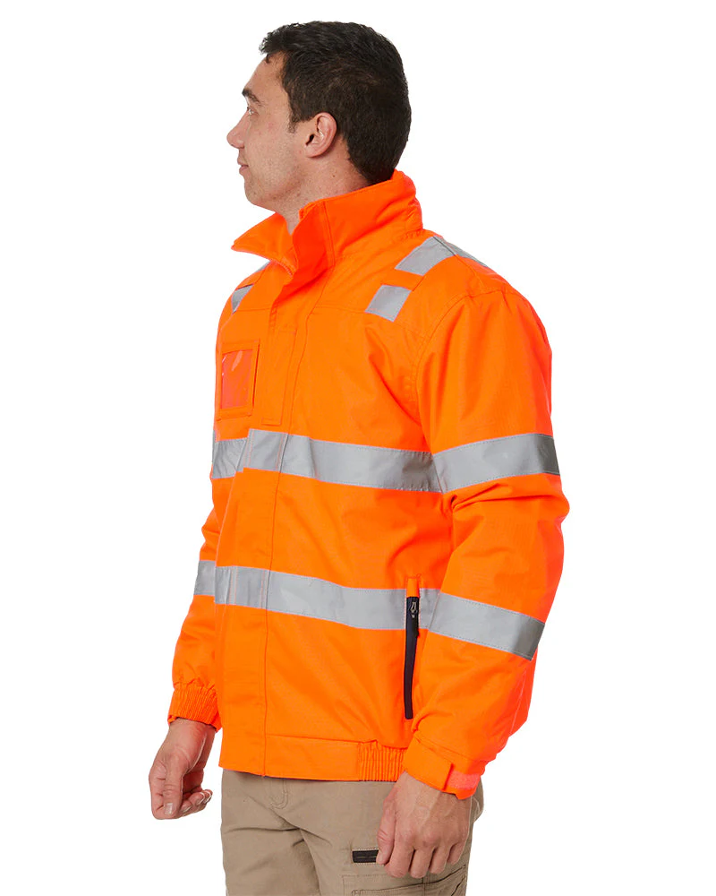 Hi Vis Taped Wet Weather Bomber Jacket - Orange - Image 3