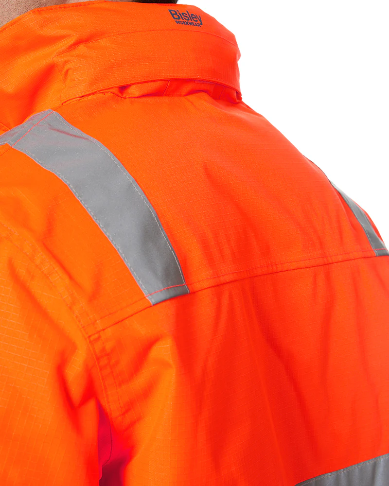 Hi Vis Taped Wet Weather Bomber Jacket - Orange - Image 4