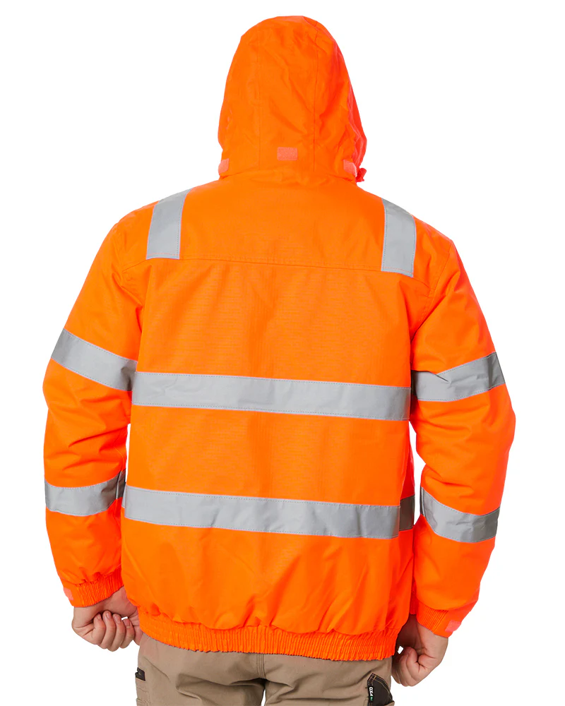 Hi Vis Taped Wet Weather Bomber Jacket - Orange - Image 5