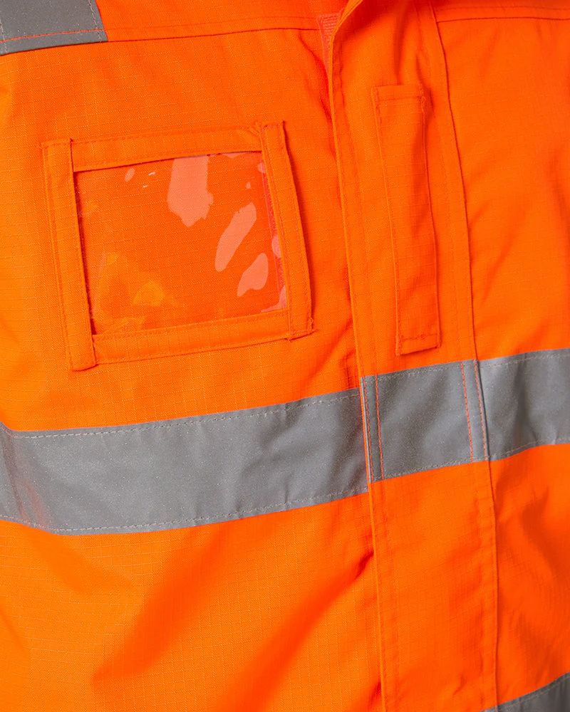 Hi Vis Taped Wet Weather Bomber Jacket - Orange - Image 6