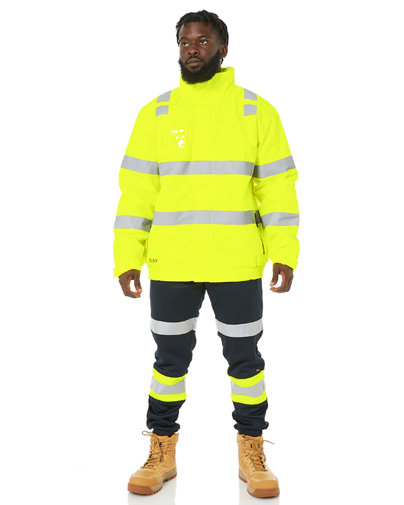 Hi Vis Taped Wet Weather Bomber Jacket - Yellow - Image 2