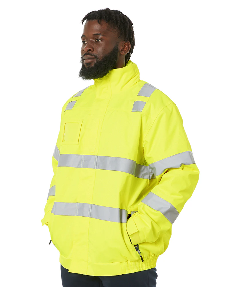 Hi Vis Taped Wet Weather Bomber Jacket - Yellow - Image 3