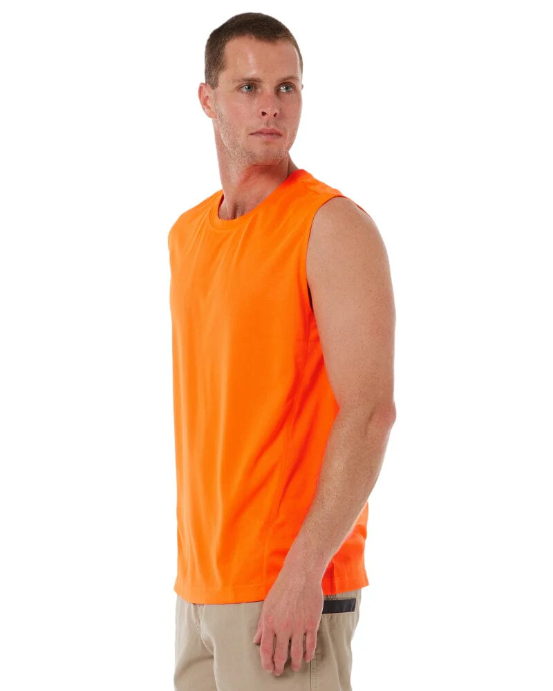 Recycled Hi Vis Muscle Tank - Orange - Image 3