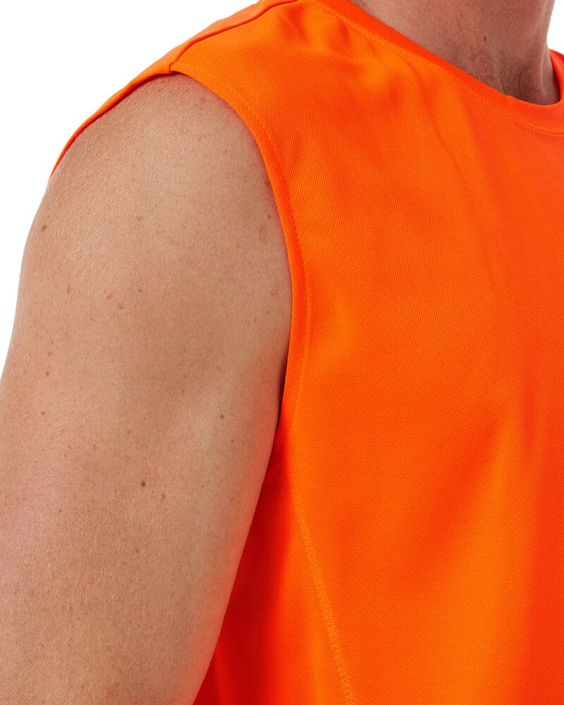 Recycled Hi Vis Muscle Tank - Orange - Image 5