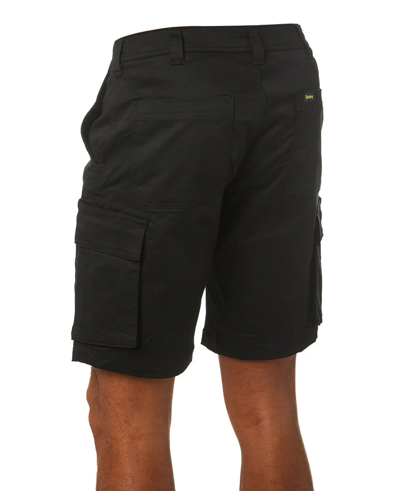 Stretch Cotton Cargo Short - Black - Image 4
