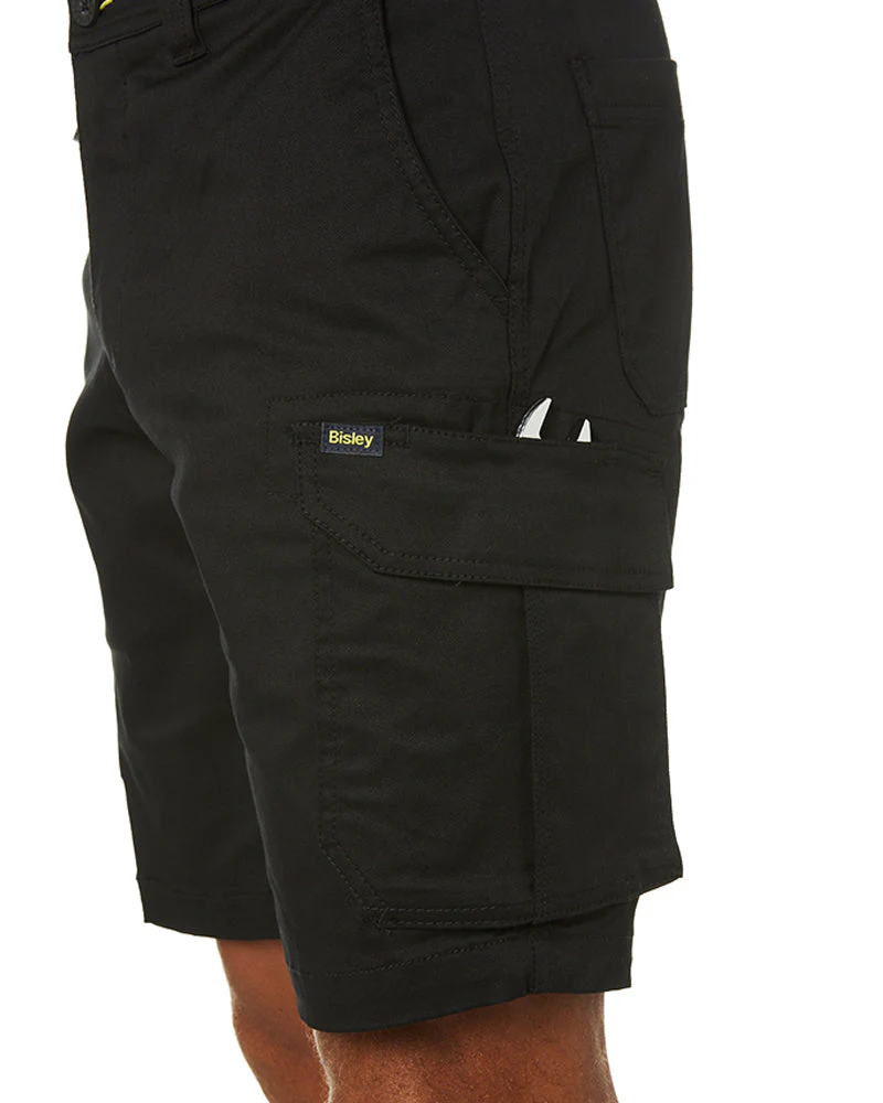 Stretch Cotton Cargo Short - Black - Image 7