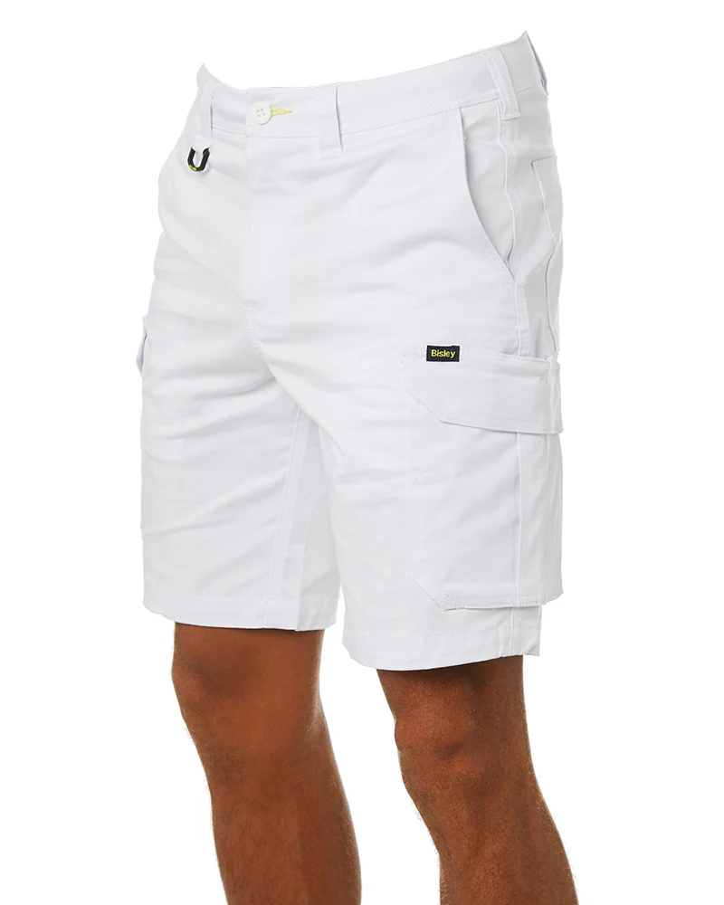 Stretch Cotton Cargo Short - White - Image 3