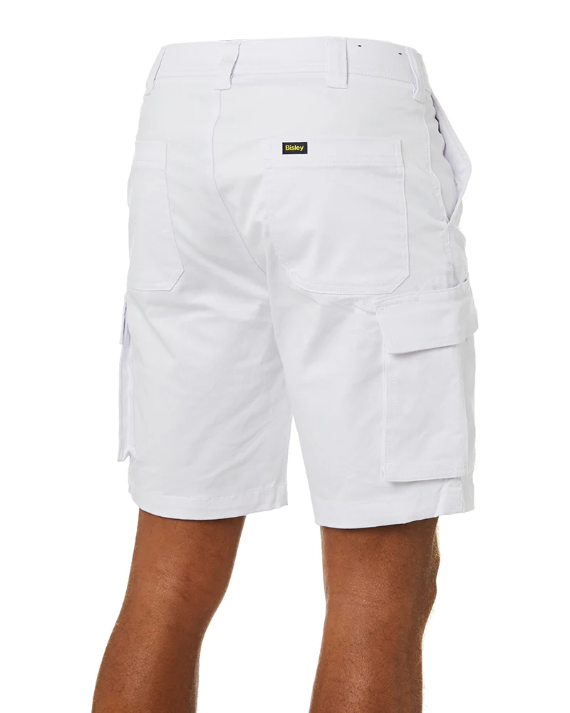 Stretch Cotton Cargo Short - White - Image 5