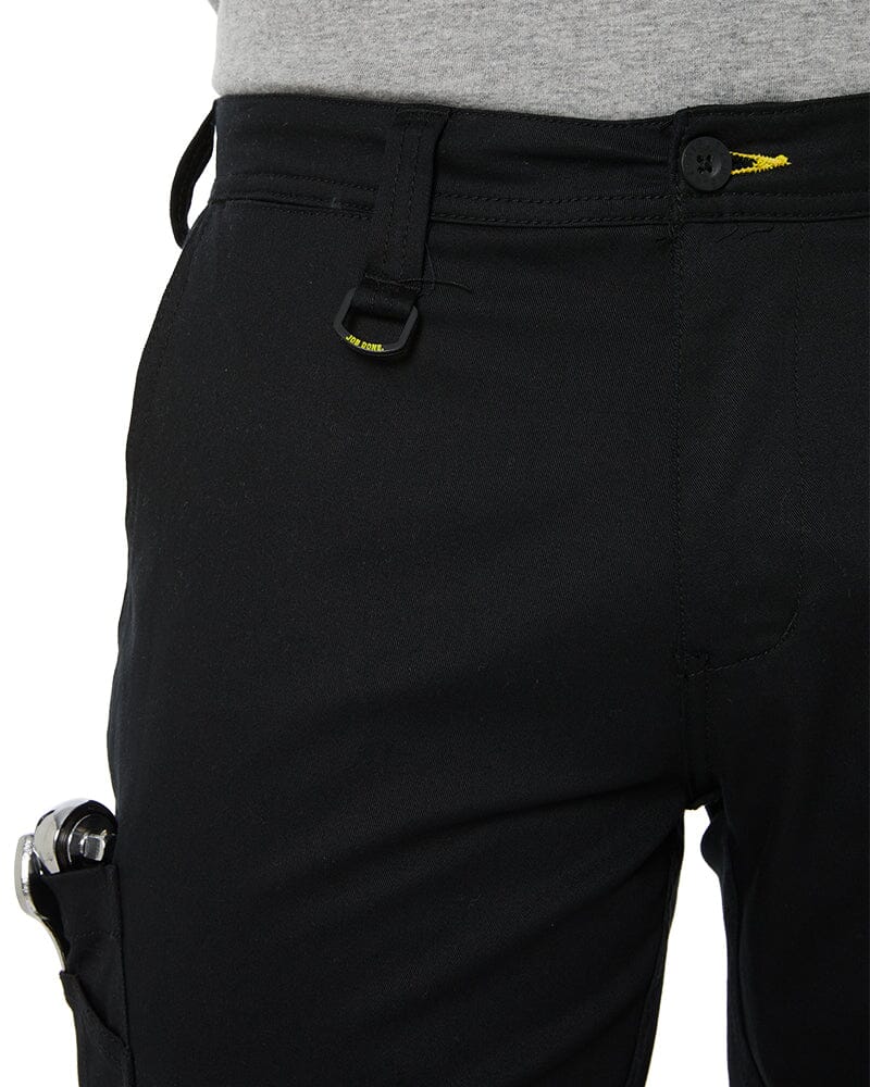 Stretch Cotton Drill Cargo Cuffed Pants - Black - Image 6