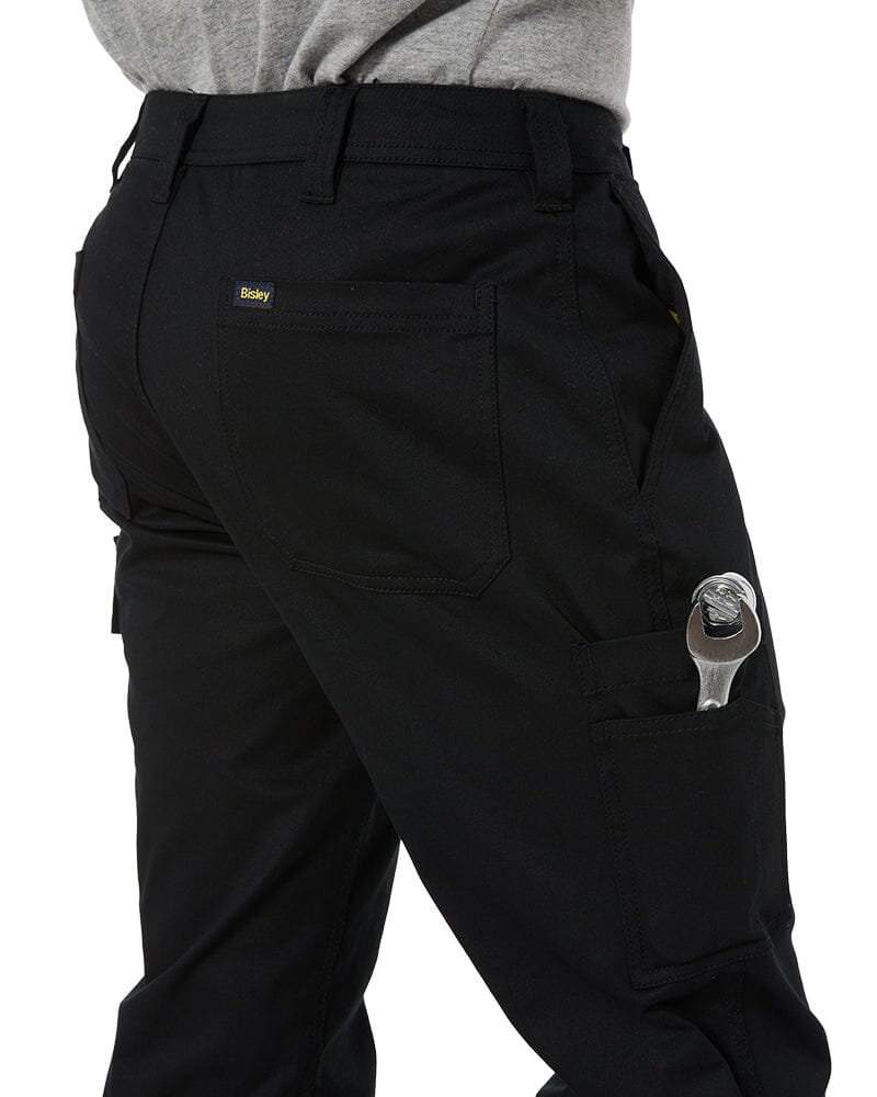 Stretch Cotton Drill Cargo Cuffed Pants - Black - Image 7