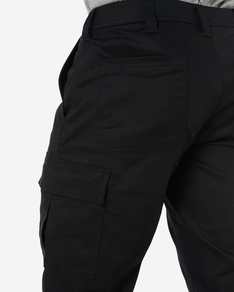 Stretch Cotton Drill Cargo Cuffed Pants - Black - Image 8