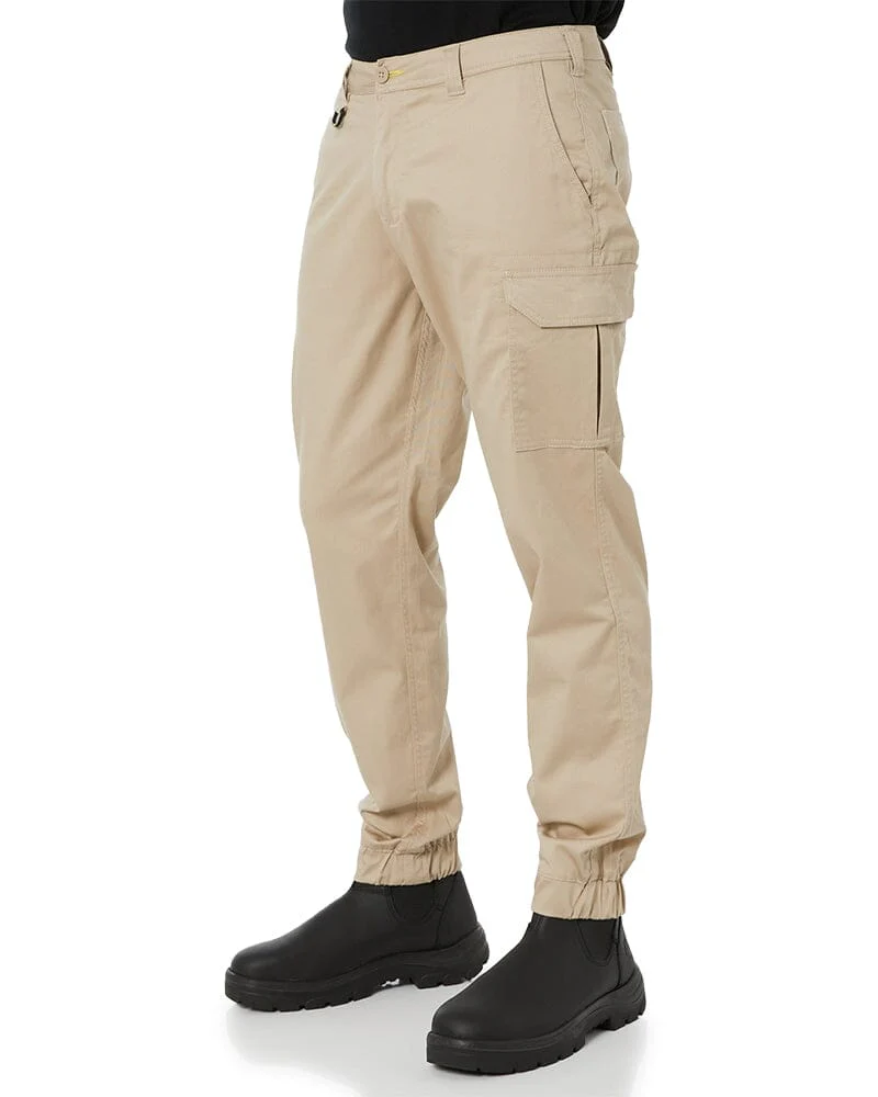 Stretch Cotton Drill Cargo Cuffed Pants - Stone - Image 3