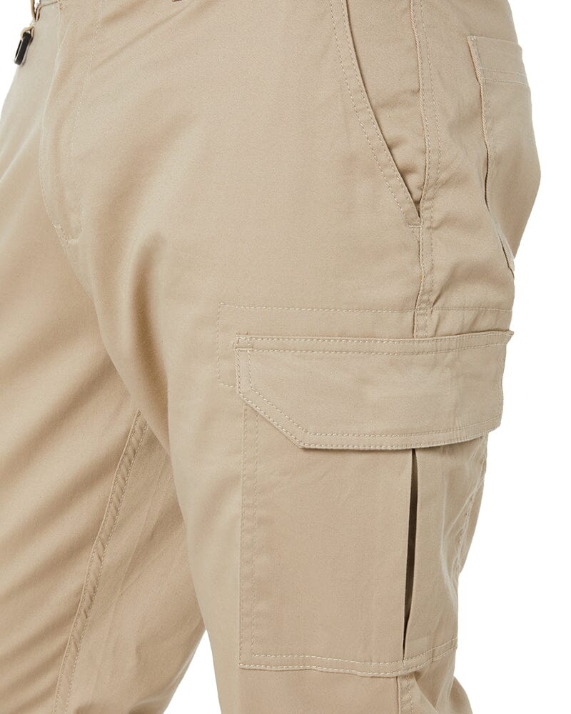 Stretch Cotton Drill Cargo Cuffed Pants - Stone - Image 9