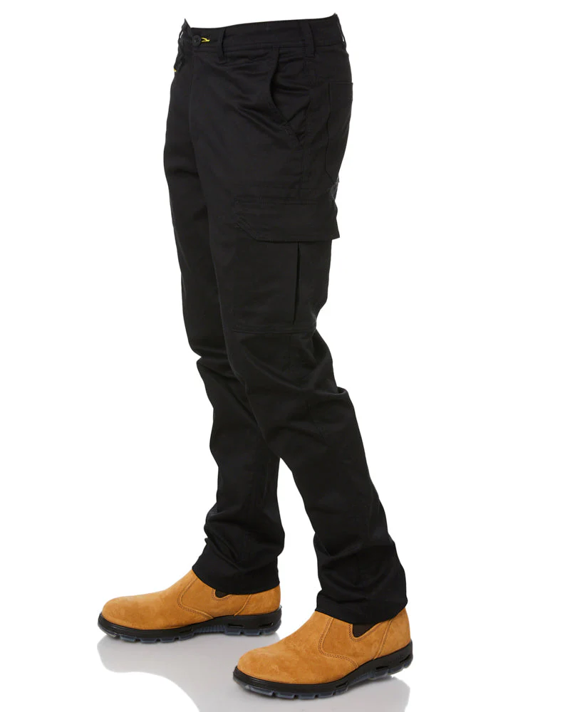 Stretch Cotton Drill Cargo Pants - Black - Image 3