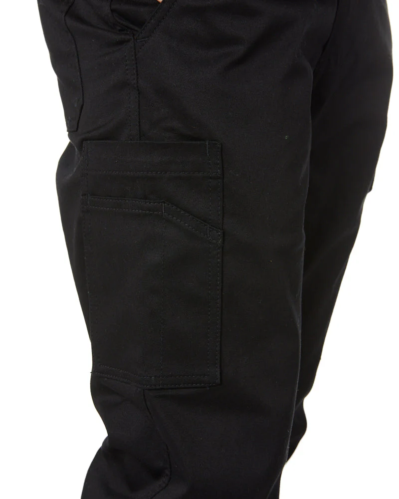 Stretch Cotton Drill Cargo Pants - Black - Image 6
