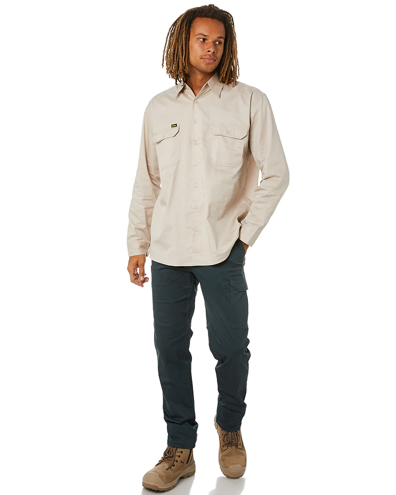 Stretch Cotton Drill Cargo Pants - Green - Image 2