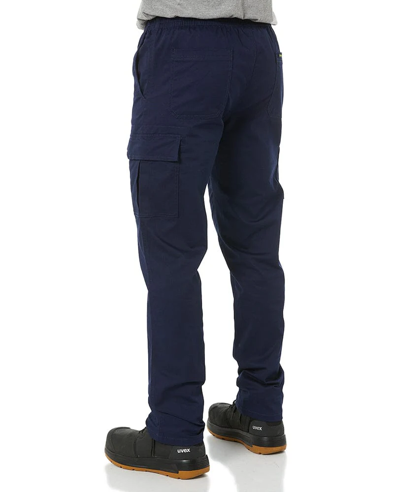 Stretch Cotton Drill Elastic Waist Cargo Pant - Navy - Image 4