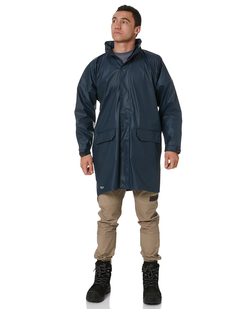 Stretch PU Rain Coat - Navy - Image 2