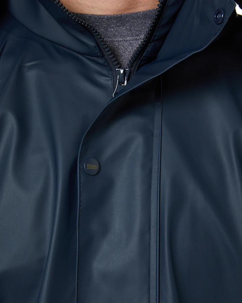 Stretch PU Rain Coat - Navy - Image 6