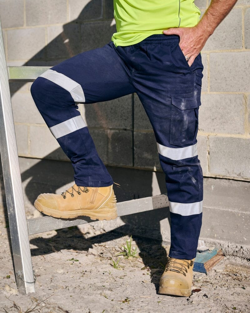 Taped Biomotion Stretch Cotton Drill Elastic Waist Cargo Work Pant - Navy - Image 9