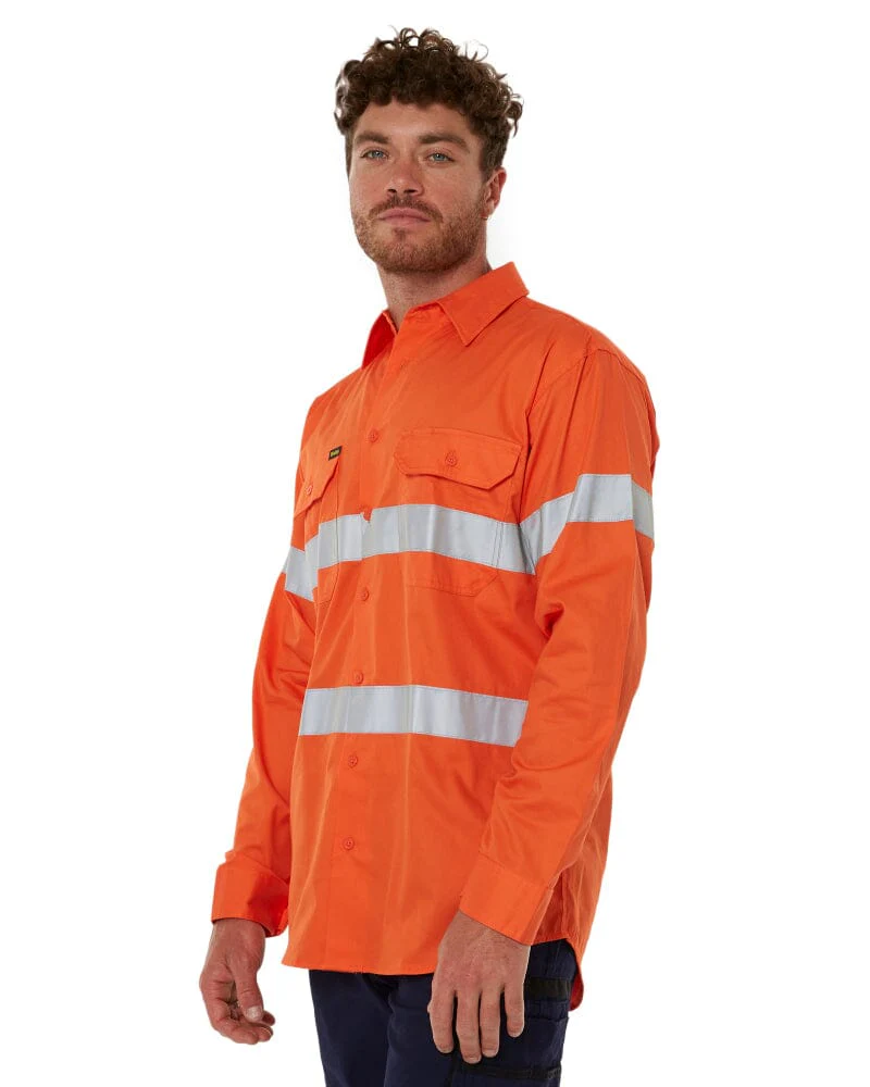 Taped Cool Lightweight Gusset Cuff Hi Vis Drill Shirt - Orange - Image 3