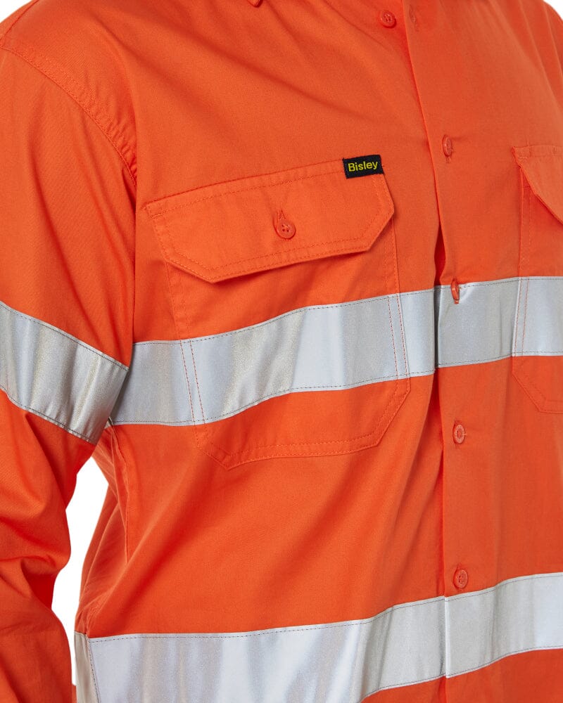 Taped Cool Lightweight Gusset Cuff Hi Vis Drill Shirt - Orange - Image 5