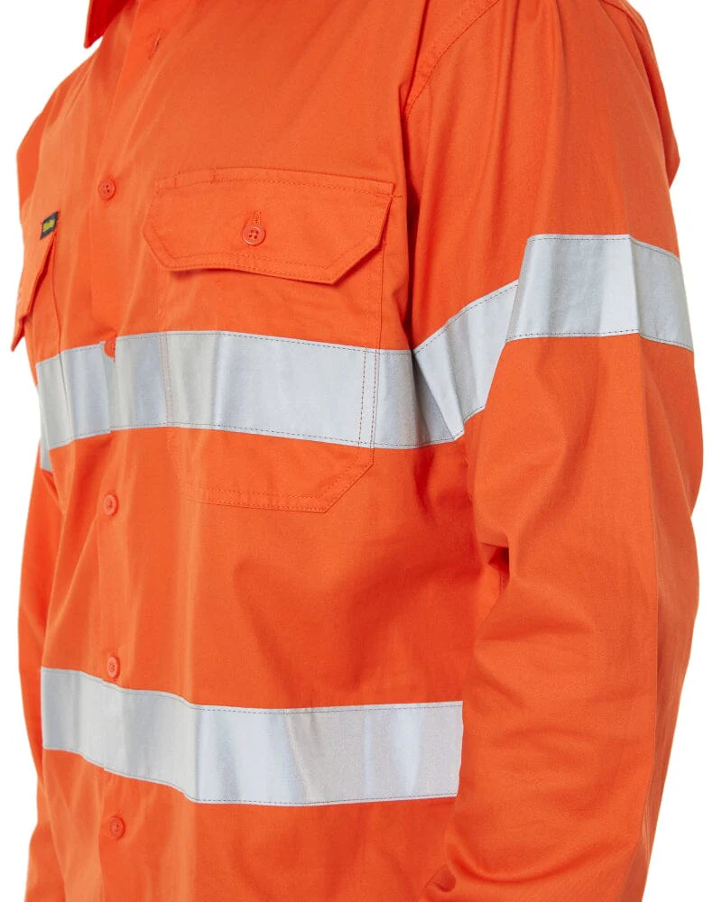 Taped Cool Lightweight Gusset Cuff Hi Vis Drill Shirt - Orange - Image 6