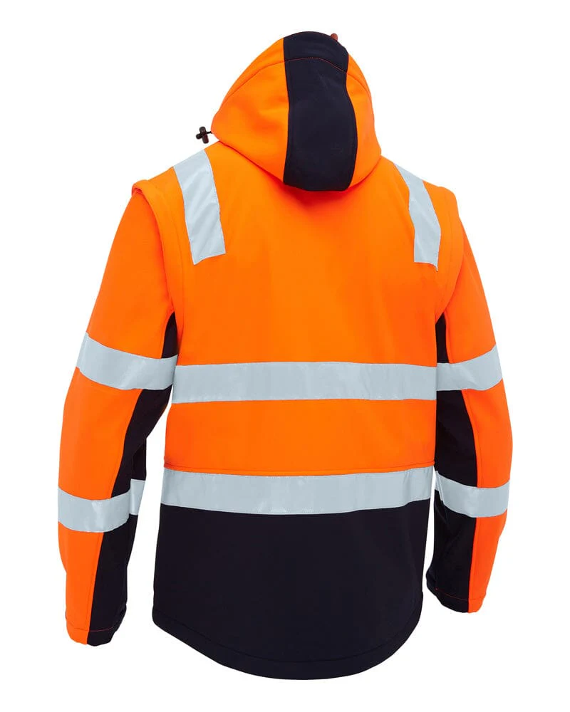 Taped Hi Vis 3 In 1 Soft Shell Jacket - Orange/Navy - Image 4