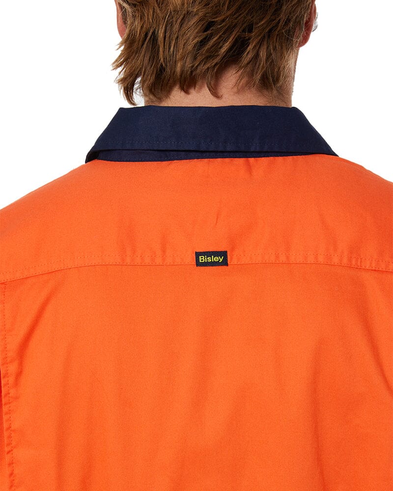 Taped Hi Vis Closed Front Lightweight LS Shirt - Orange/Navy - Image 5