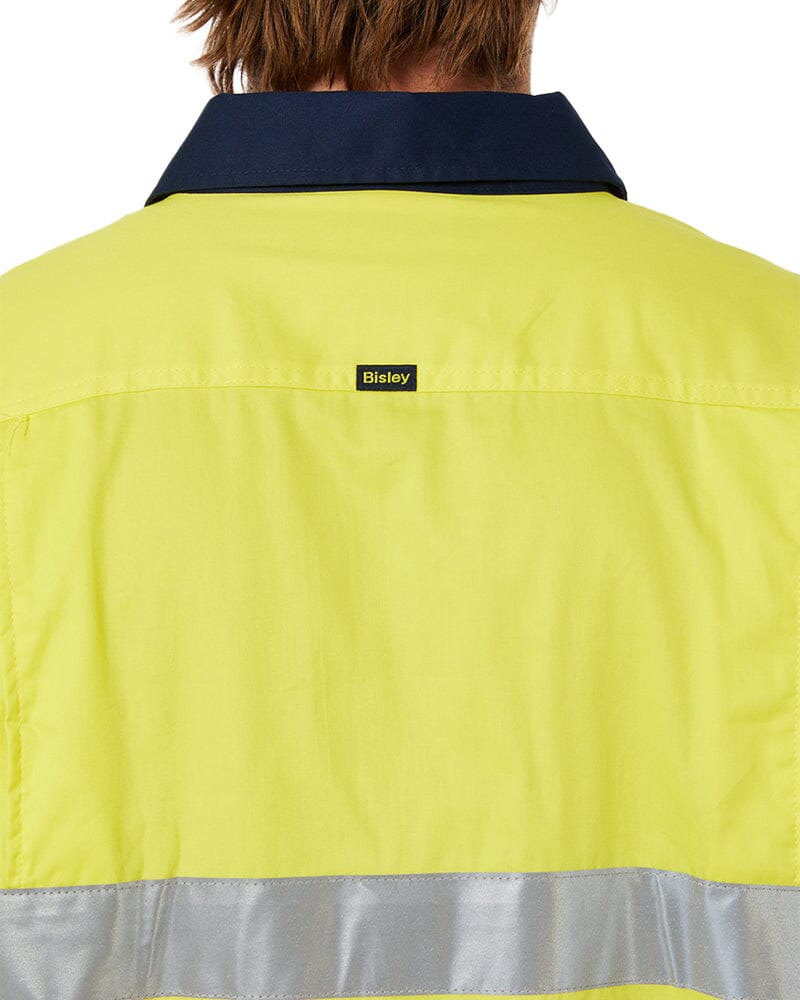 Taped Hi Vis Closed Front Lightweight LS Shirt - Yellow/Navy - Image 5