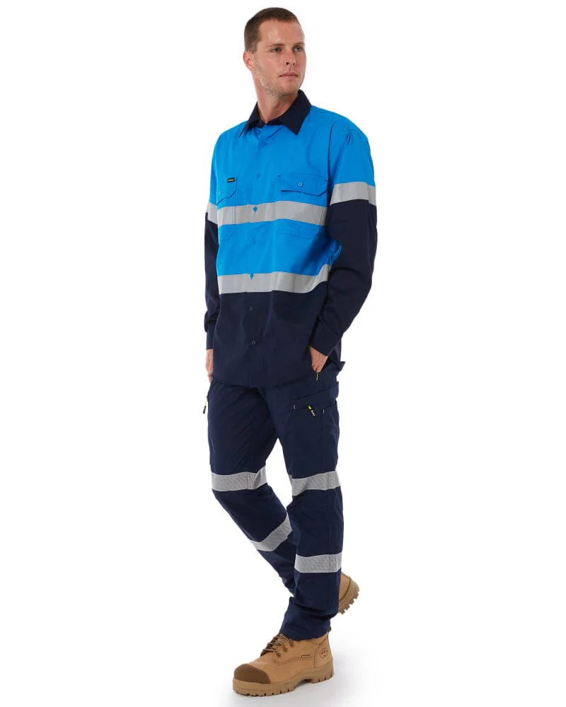 Taped Hi Vis Cool Lightweight LS Shirt - Blue/Navy - Image 2