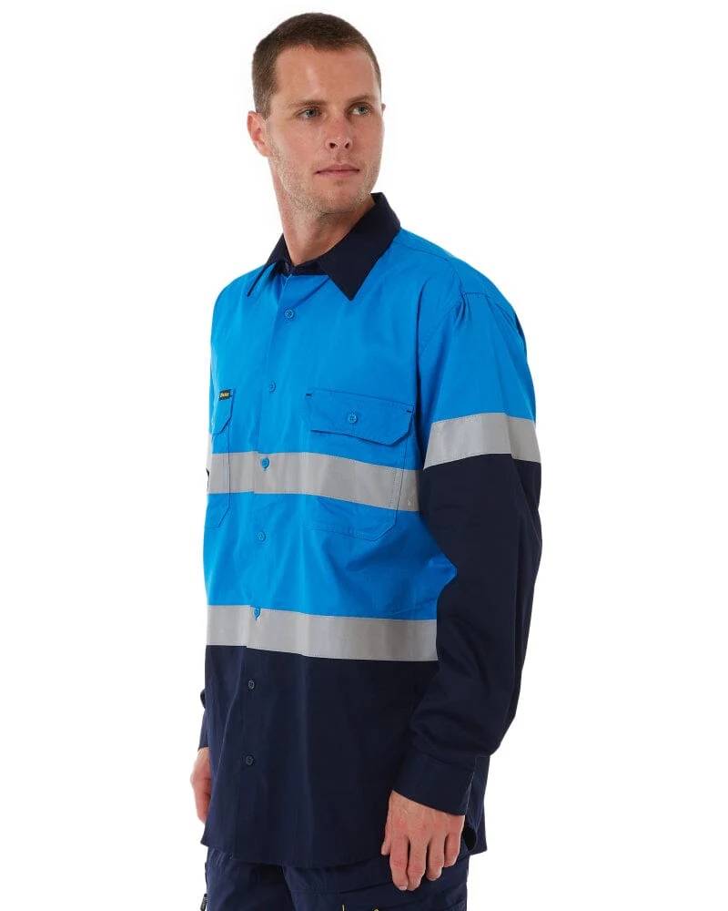 Taped Hi Vis Cool Lightweight LS Shirt - Blue/Navy - Image 3