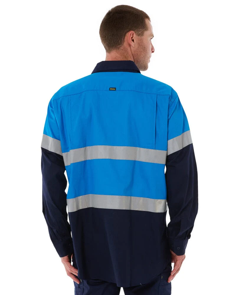Taped Hi Vis Cool Lightweight LS Shirt - Blue/Navy - Image 4