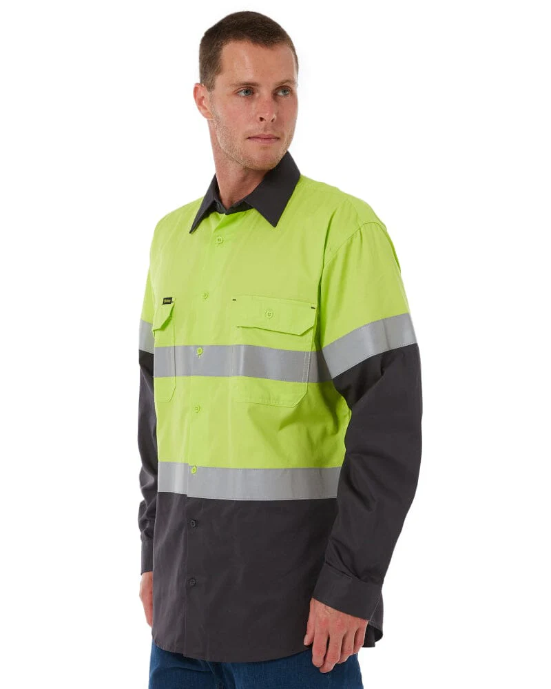 Taped Hi Vis Cool Lightweight LS Shirt - Lime/Charcoal - Image 3