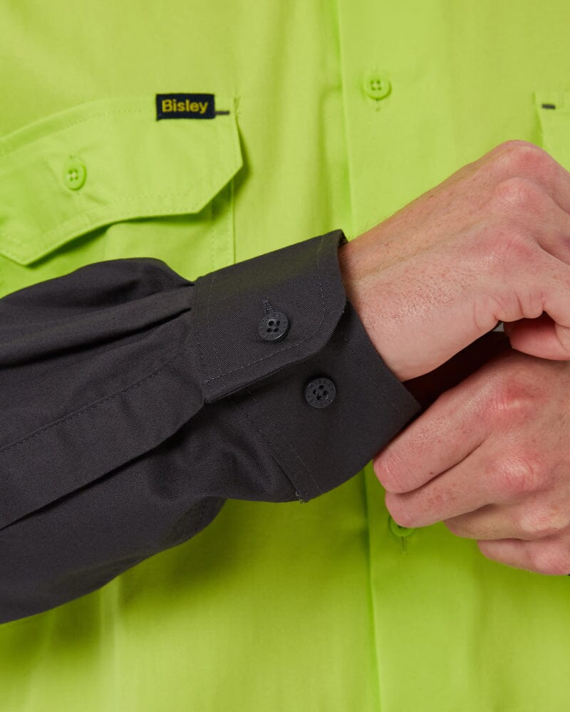 Taped Hi Vis Cool Lightweight LS Shirt - Lime/Charcoal - Image 6