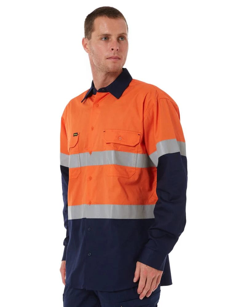 Taped Hi Vis Cool Lightweight LS Shirt - Orange/Navy - Image 3