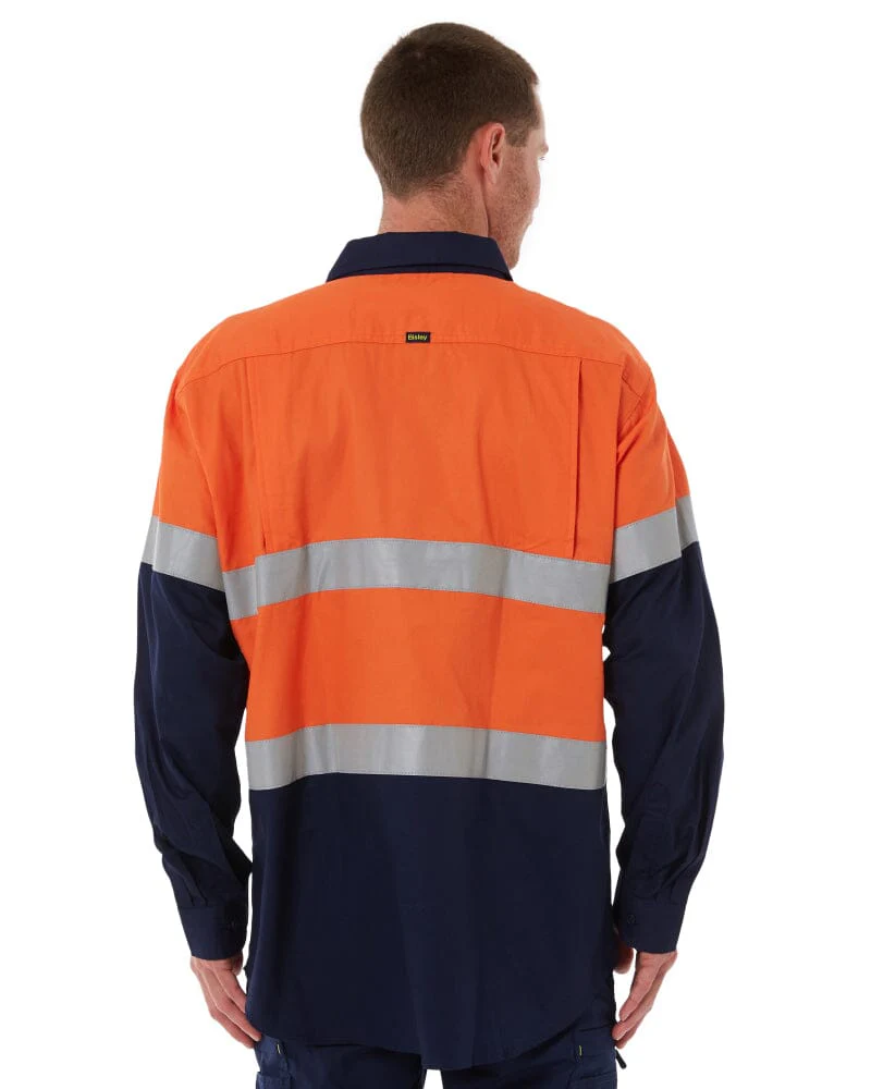 Taped Hi Vis Cool Lightweight LS Shirt - Orange/Navy - Image 4