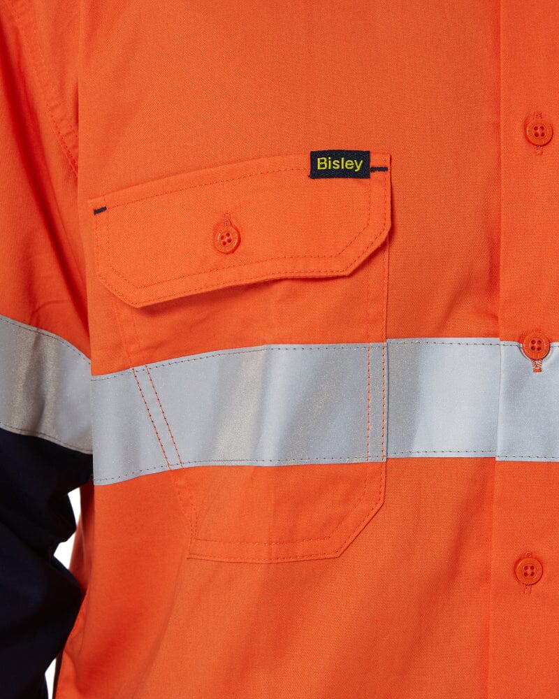 Taped Hi Vis Cool Lightweight LS Shirt - Orange/Navy - Image 5
