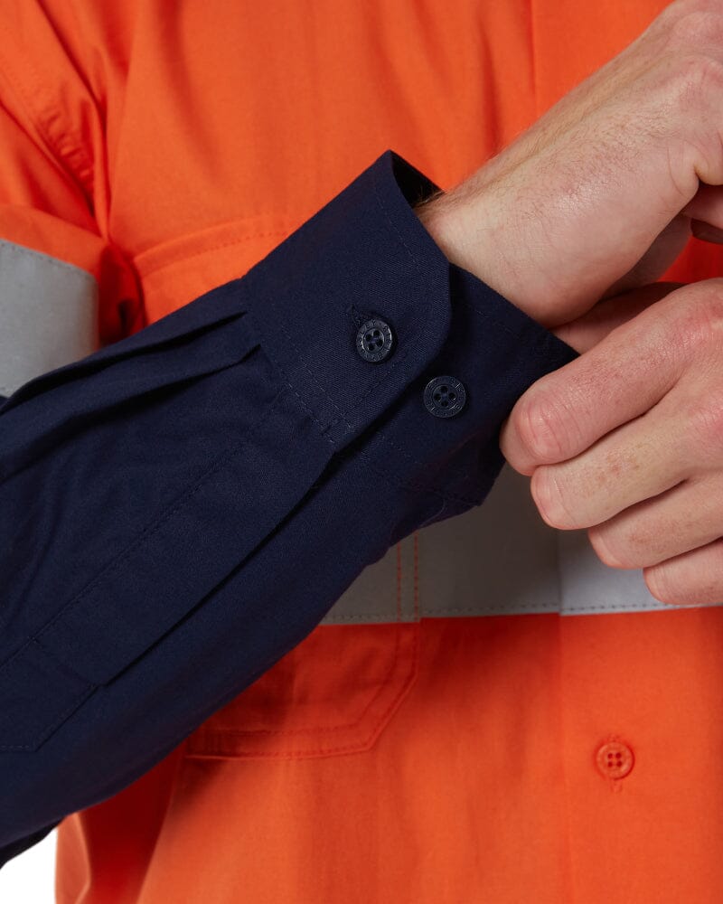 Taped Hi Vis Cool Lightweight LS Shirt - Orange/Navy - Image 6