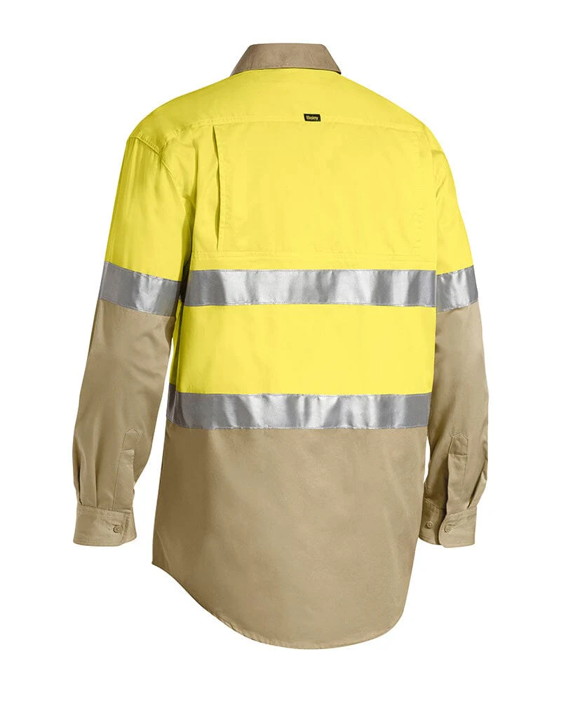 Taped Hi Vis Cool Lightweight LS Shirt - Yellow/Khaki - Image 2