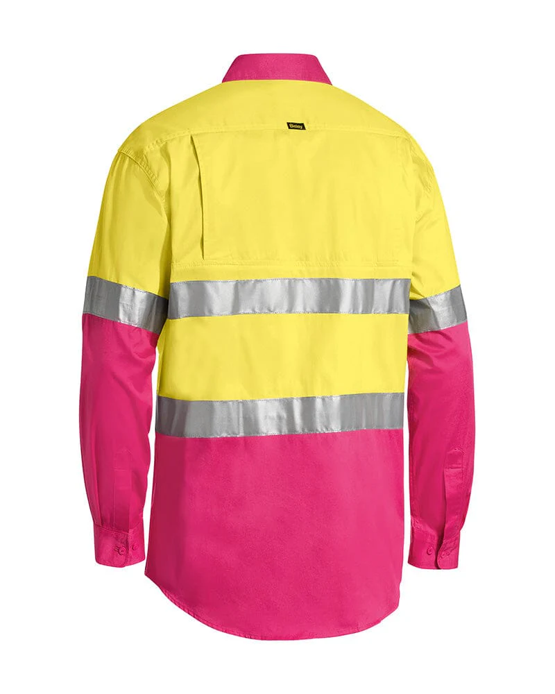Taped Hi Vis Cool Lightweight LS Shirt - Yellow/Pink - Image 2