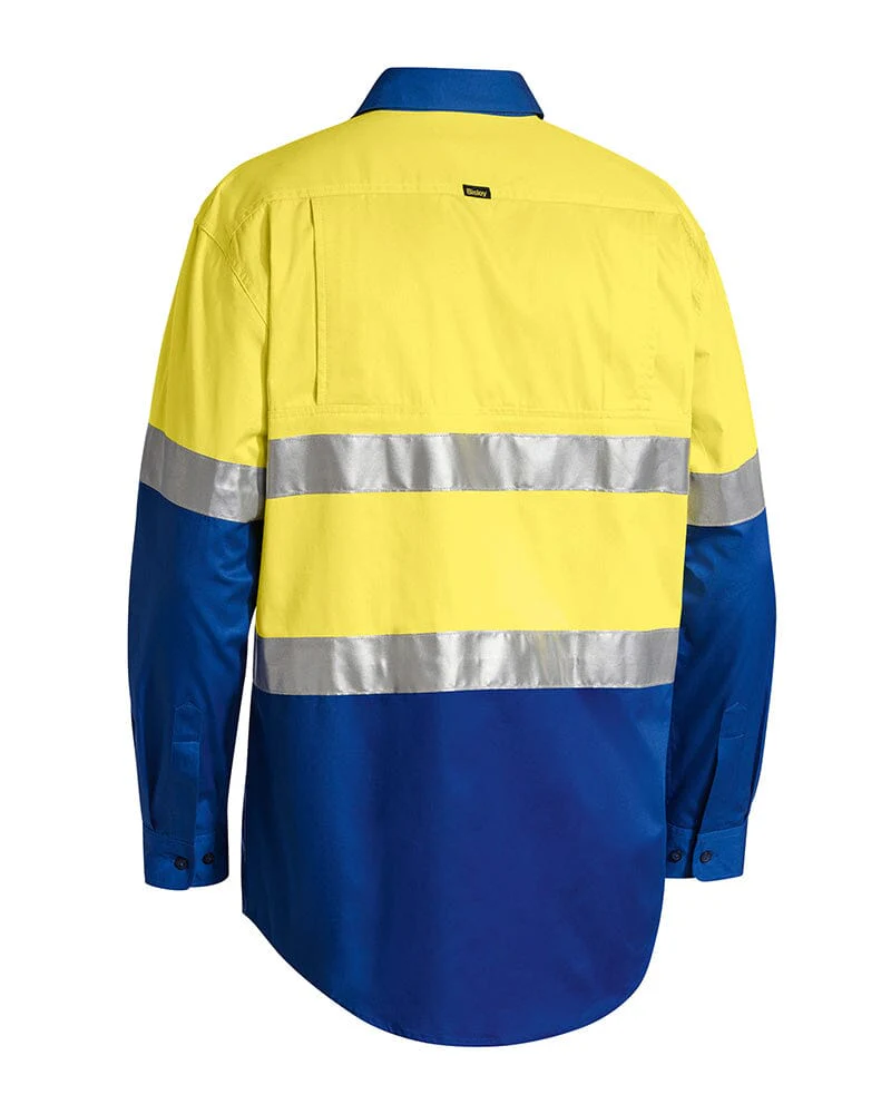 Taped Hi Vis Cool Lightweight LS Shirt - Yellow/Royal - Image 2
