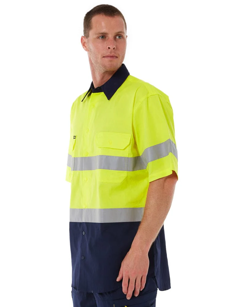 Taped Hi Vis Cool Lightweight SS Shirt - Yellow/Navy - Image 3