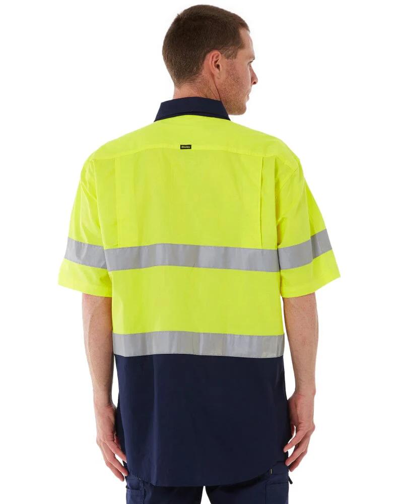 Taped Hi Vis Cool Lightweight SS Shirt - Yellow/Navy - Image 4