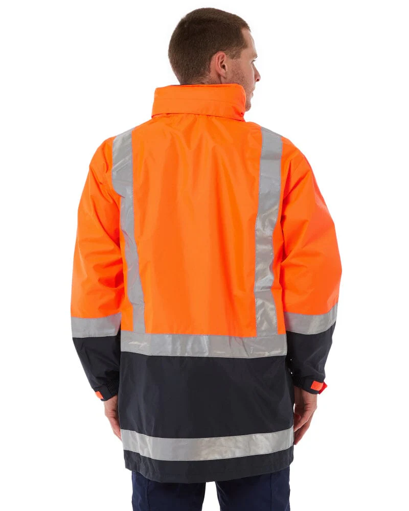 Taped Hi Vis Rain Shell Jacket - Orange/Navy - Image 4