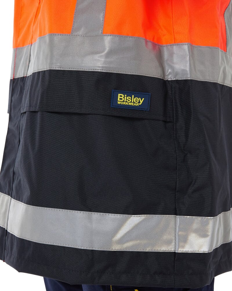Taped Hi Vis Rain Shell Jacket - Orange/Navy - Image 6